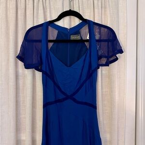 Zac Posen Royal Blue Gown with Sheer Sleeves